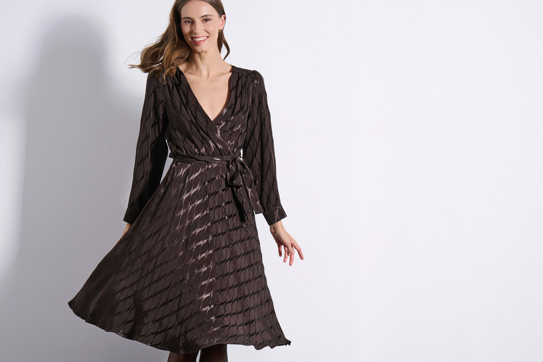 MIDI DRESS 3225917 DARK BROWN
