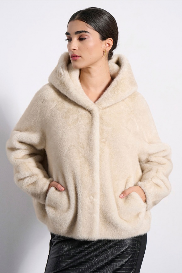 CROPPED FAUX FUR 2225501 BEIGE